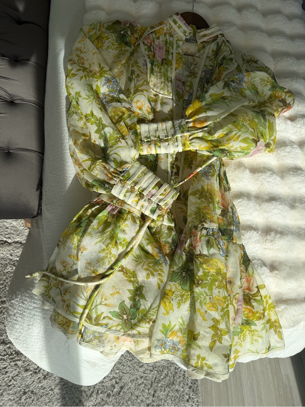 Alemais Cream Floral Long Sleeve Tiered Dress - Picture 6 of 11